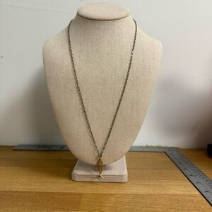 Gold tone fish with cross Jesus necklace
